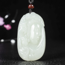 Natural Xinjiang Hetian Jade Guanyin Pendant Mens Jade Pendant Guanyin Head Necklace Jade Transfer