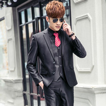 Howby Wolf mens Korean slim suit suit Bright black groom wedding dress Business casual professional formal dress