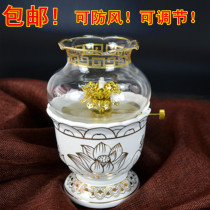 Ceramic Golden Lotus butter lamp Buddha lamp wind-proof lamp Buddhist supplies Buddha front lamp lotus lamp