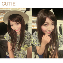 Prettiness wig female long straight hair oblique bangs realistic face repair long straight hair wig set fashion female high temperature silk