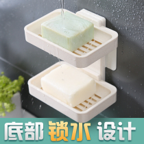 Toilet soap suction cup Wall-mounted soap box Wall-mounted double-layer shelf Soap rack Drain soap box