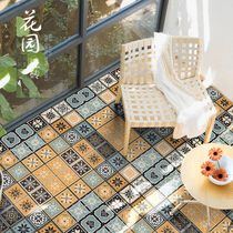 Flower brick retro balcony restaurant kitchen wall tile kitchen toilet tile simple modern non-slip kitchen floor tiles 300