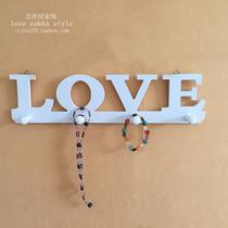 New material fireproof water wood plastic board LOVE hook behind the door creative hook coat rack decorative pendant
