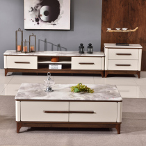  Nordic marble TV cabinet Coffee table combination set retractable TV cabinet Modern simple small apartment floor cabinet