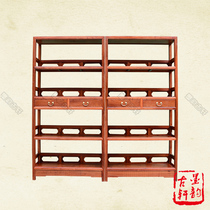 Burmese pear bookcase big fruit red sandalwood Ming style two combination bookshelf mahogany bookshelf solid wood bookcase custom-made