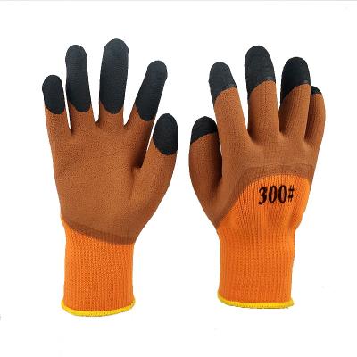 Antifreeze work warm thickened work non-slip labor protection velvet male workers dip winter waterproof wear-resistant cotton rubber gloves
