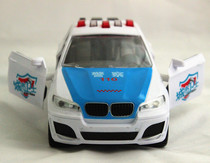 Electric universal inertial police car model light voice shout can open the door boy gift