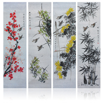 Living Room Decoration Painting China Painting Tea Room Background Wall Painting Calligraphy And Painting Scenery Meranju Bamboo Four Couplets Hang Painting Pure Hand Painting