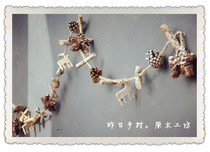 White Christmas] Pine Cones Elk Long String Natural Christmas Hanging Shooting Props Cafe Decoration