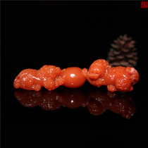 Lao Stone Pendulum Collection Old Sex Junction Crystal Glass Varieties Zhu Sandfroze to Play Pieces Double Lion Drama Stone Sculptures