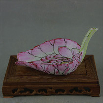  Great Qing Dynasty Guangxu handmade dark carving lotus pastel commemorative Autumn cup tea shovel Antique porcelain antique antique collection