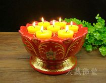Sketch Painted Seven-star Lotus lamp holder red Eight Auspicious Ceramic for the Buddha Lights Terra Eight Plum Plum Blossom Grain candlestick