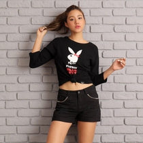 Playboy x Hello kitty 3 4 Sleeve Short T-Shirt - Black