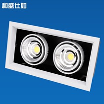 Led bucket liner lamp double head single head three-head 7w12w20w square grille embedded COB smallpox spotlight bean bile lamp