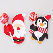 50 Penguin Santa Lollipop decorative paper gift box Cute message card DIY Sugar card