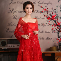  2021 new bride wedding red shawl wedding dress cheongsam lace shawl thin summer shawl accessories