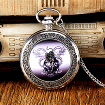 Purple Cartoon Cartoon Breeze Tiger Clouds Dragon Retro Flip Fine Chain Hanging Watch Fashion Mens And Mens Watches 9087