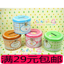 Round piggy bank batch iron cute card passband key storage box children storage box money tube 61 gift