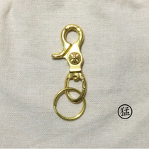 High quality pure copper retro simple Tang grass pattern croxin keychain with copper key ring hook buckle wealth cloth hook