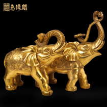 Ciyuan Pavilion Bronze Elephant Treasure Ruyi Image Bronze Elephant A pair of ornaments sucking wealth home living room desktop