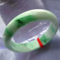 Natural old pit A cargo jade green spicy color floating flower bracelet semi-green jade bracelet without crack with certificate KK057