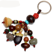 18 sub multi-treasure bodice pendant pendant with hand pieces Zhu sand lotus wood fish fruit red heart blood wire silver thread Burmese pendant clasp