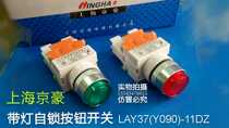 Shanghai Jinghao LAY37 PBC with light self-locking button switch Y090-11DZ 24V220V opening 22mm