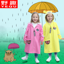 Wild fun children raincoat boys and girls kindergarten baby students environmentally friendly breathable cartoon schoolbag big hat brim poncho