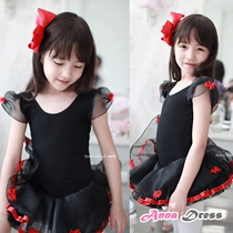 Korea Imported Children Dance Dress Girl Ballet Dresses Girl Fluffy Dresses Black Red Charm Classic Parquet