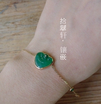 (Zhe Xi ten Cuxuan-inlaid) 18K Gold emerald Ruyi bracelet studded details link ReuChart