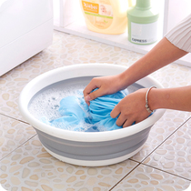 Home creative foldable washbasin plastic basin large thick round wash basin foot basin washing clothes Basin