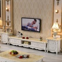 European TV cabinet coffee table combination set living room large and small apartment marble wood carved bedroom floor cabinet customization
