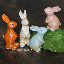 Explosive zakka home decoration ornament glaze ceramic cute little rabbit creative decoration micro landscape jewelry