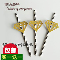 Paper straw party creative props banquet decoration card straw