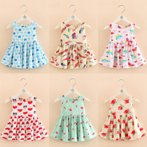 Baby print vest skirt 2023 summer new girls childrens clothing childrens sleeveless dress qz-3627