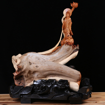Special price authentic Taihang Cypress old material carving root carving decoration crafts Guanyin Buddha statue