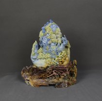  Qingtian stone carving ornaments Jiangshan Yonggu master works water seal door three-color blue flower nails exquisite pure handicraft recommendation