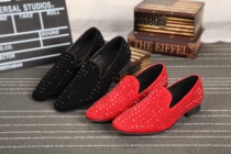 2015 Korean version of the new trend youth rhinestone shoes daily hair stylist leisurely leather shoes fashion pointed mens shoes