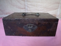 Antique Collection Early Japanese tin cash box old safe nostalgic vintage object old money box