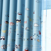 New small fish printed curtains cover the light to protect the childrens room card pass boy bedroom curtain cloth finished product customization