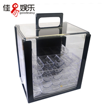 Acrylic 1000 code chip coin suitcase 600 code double Open chip box with chip rack storage box