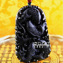 Bu Antang Frosted Obsidian Carp Four Seasons Pendant Obsidian Three Carp Tongcai Pendant