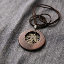 Plain wood (thoughts of cloud trees)Vintage made old leaves long money chain women pendant pendant sweater chain Autumn and winter 9902