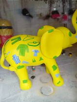 FRP Elephant Sculpture Animal Sculpture Tourist Scenic Painted Large Elephant Landscape Sculpture Resin ornaments