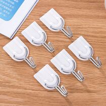 Practical and creative home plastic hook white super strong sticky hook 6-pack hook wall convenient