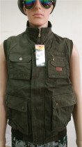 Spring and autumn military green camouflage casual multi-pocket middle-aged and elderly mens vest multi-pocket security dad fishing pan