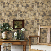 Retro American country personality stamp wallpaper coffee shop decoration wallpaper nostalgic style bar study wallpaper