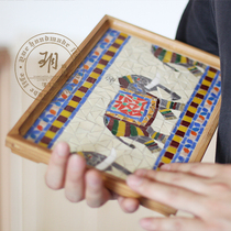 Yue Sen Huo Feng Shui Elephant) Thai mascot handmade tray tea tray breakfast Dongba Nepal ethnic style
