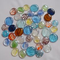 New mixed-color glass beads large pattern flat beads fish tank aquarium wall stickers home decoration landscaping stone 1 kg