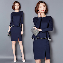 Professional dress womens suit fashion temperament slim foreign style overalls OL dress beauty salon overalls dress autumn dress